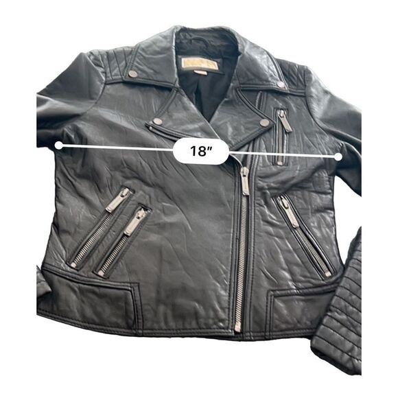 MICHAEL KORS Black Leather Moto Jacket size M - Picture 8 of 14